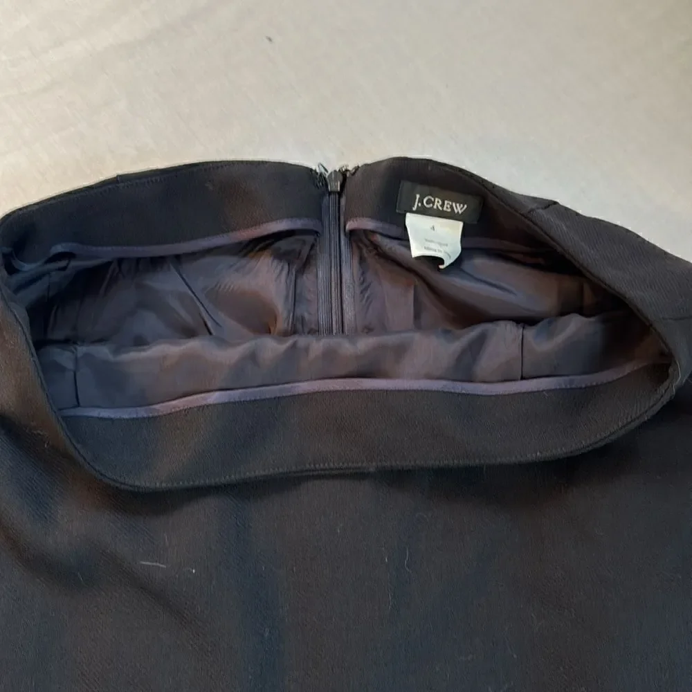 J. Crew black lined wool crepe suit skirt 21” long 13” waist zip back